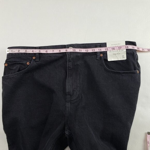 Abercrombie Fitch 90s Relaxed Jean Women 34/18S Short Black Front Vent High Rise - Picture 9 of 12